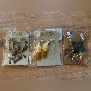 NWT Set of Stylish Joyfolie Earrings with Tassels, Gems and Hoops